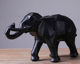 Modern Abstract Black Elephant Statue Resin Ornaments Home Decoration accessories Gift Geometric Resin Elephant Sculpture