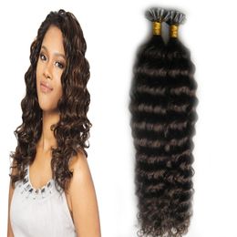 Brazilian Deep Wave Hair 100g U Tip Machine Made Remy Pre Bonded Hair Extension Capsule 16" 20" 24" 1g/s curly fusion hair extensions