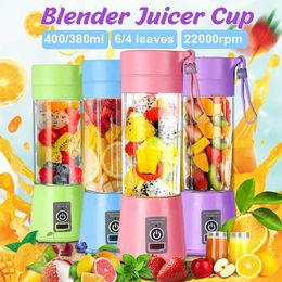 380ml 2/4/6 Portable Electric Fruit Juicer Home USB Rechargeable Smoothie Maker Blenders Machine Sports Bottle Juicing Cup