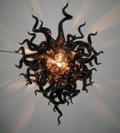 Black Glass Arts Lamp 100% Handmade Murano Lamps for Bedroom Living Room Wall Sconce Lighting