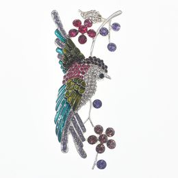 4 inch Swallow Bird Flower Brooch Pin Silver Tone Rhinestone Crystal Blue and Orange Enamel Brooches Animal Jewellery Pins