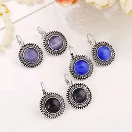 Wholesale-e charm earrings retro opal French buckle ear Jewellery four Colours purple black blue Grey freeshipping