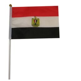Egypt Flag 21X14 cm Polyester hand waving flags Egypt Country Banner With Plastic Flagpoles
