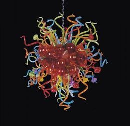 Vintage Bohemian Lamps Multi-colored Chandeliers LED Hand Blown Glass Balls Hanging Chain Chandelier Light Fixture