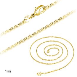 1MM Gold and Rose Gold Plated Chain Necklace Cable Chain 16 18 20 22 24 inch for Women