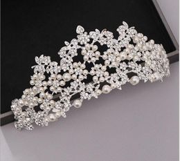 Pearl crown headband bride wedding crown tiara