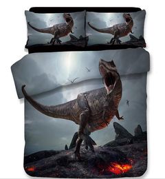 3D-Dinosaurier-Partterns-Bettbezug, Qulit-Bezug, Kissenbezug-Set, weiches Cartoon-Bettwäsche-Set, Twin, Queen, King, Double, Single, vollständig lichtbeständig