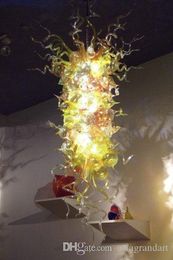 Modern Hand Blown Glass Chandelier Light Art Deco Glass Pendant Lamps Stair Decor Blown Glass Modern Art Chihuly Style Chandelier