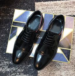 [Orignal Box] Mens Top Leather Gentleman Oxfords Business Casual Brand Breathe Fashion Show Wedding Shoes Size 38-45