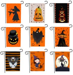 Halloween Garden Flag Pumpkin Ghost Bat Witch Printed Garden Flag 32*47cm Linen Outdoors Flag Fall Decorations