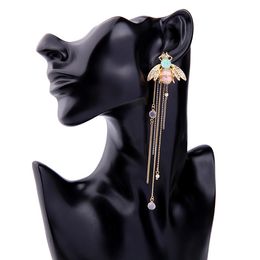 New designer tassel earrings 925 Sterling Silver Cute Bee Drop long dangle white tassel earrings for Women Jewellery for Teen Girls gift