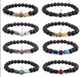 Volcanic Lava Stone Essential Oil Diffuser Bracelets Bangle Healing Balance Yoga Magnet Arrowhead Beads Bracelet Men Women