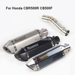 Motorcycle Exhaust System Connecting Pipe Middle Pipe with Muffler Tips Escape For Honda CBR500R CB500F CB500X 2013-2019