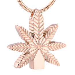 LKJ19992 Rose Gold Leaf Shape Cremation Pendant Women Gift Necklace Memorial Urn Ashes Holder Keepsake Jewellery