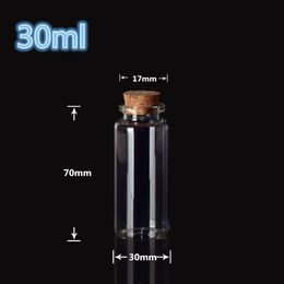 30*70*17mm 30ml Glass Bottles With Cork For Wedding Holiday Decoration Christmas Gifts Free Shipping 50pcs