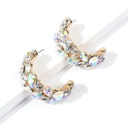 Fashion-hoop earrings for women white diamonds C shape ear studs western luxury rhinestone fashion Jewellery hot sale free shipping