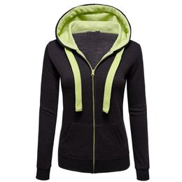 Women's Jackets Womens Sweater Solid Colour Long Sleeve Hooded With Pocket Cardigan Jacket Female Size S-3XL