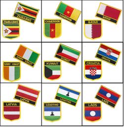 Zimbabwe Cameroon Qatar Ivory Coast Kuwait Croatia Latvia Lesotho Laos Embroidery Iron on Patches BadgesSaint Lucia