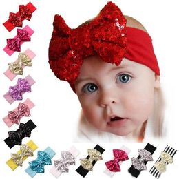 Girls Bow headbands baby sequins bowknot headband girls cotton headbands Handmade baby Accessories 10 colors