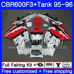 Body +Tank For HONDA white factory red CBR600RR CBR 600F3 CBR 600 F3 FS 95 96 289HM.24 CBR600FS CBR600 F3 95 96 CBR600F3 1995 1996 Fairings