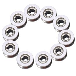 10pc*10 Ball Bearing Carbon Steel V Groove Ball Bearing Pulley Miniature Deep Groove Bearings Shielded Shafts for Rail Track Linear