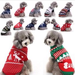 Pets Knitted Sweater Christmas Tree Milu Deer Printed Sweaters Winter Dogs Warm Coats Christmas Halloween Party Clothes Dog Apparel WY288
