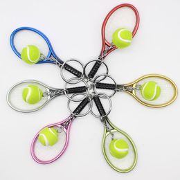 Sports tennis keychain simulation tennis racket key rings new fashion jewelry handbag hangs promotion gift