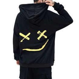 Fashion Men Hoodies Tops Harajuku Smile Printed Hooded Sweatshirt Streetwear Male Hip Hop Hoodie Pullover Plus Size Moletom