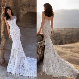 bohemian wedding dresses illusion a line crystal bridal gowns summer beach lace appliques dress