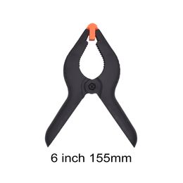 Black 6 inch 155mm Heavy Duty Plastic Nylon Spring Clamps Clip Jaw Opening Craft Photo Clip for DIY Woodw