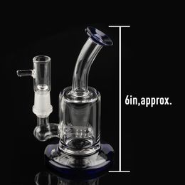 Hookahs 6 inch Mini Glass Water Pipe Bong 14mm Male Thick Clear Dab Rig Green Blue & Bowl Smoking Accessorie