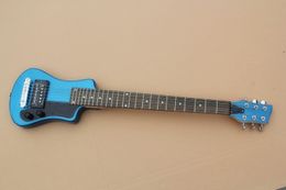 Factory Custom travel/children blue Electric Guitar with a soft bag,Rosewood fretboard,Black pickguard,Can be Customised