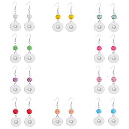 Noosa Rhinestone Drop Earring fit 18mm Snap Button 10 Colours Snap Pendant Earrings Charms Gift Accessories