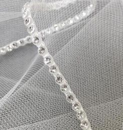 Hot Elegant Luxury High Quality In Stock One Layer Best Selling Rhinestones Edge Wedding Veils White Ivory Champagne Wrist Length Alloy Comb