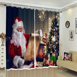 Özelleştirilebilir Modern 3D Karartma Perdeleri Otel Mutlu Yeni Yıl Noel Tema Desen Oturma Odası Için Yatak Odası Perdeleri Kalınlaşmak