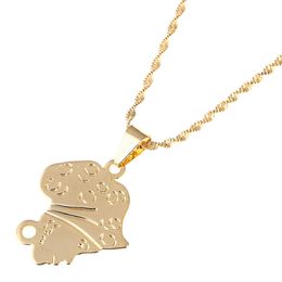 Africa Girls Map Pendant Necklace For Women Gold Colour Ethiopian Jewellery Wholesale African Maps