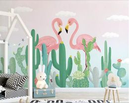 beibehang papier peint mural 3d Wallpaper tropical plant flamingo background wallpaper 3d wallpaper