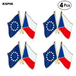 EU & Czech Rep. Friendship Flag Pin Lapel Pin Badge Brooch Icons 4PC