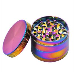 Manufacturer's Direct-selling Colourful Ice Blue Metal Smoke Grinder Aluminum Alloy Grinder Diameter 55mm4 Layer