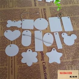 DHL free Sublimation Blanks Metal Pendant Plate keychain heat Transfer Double sides Print dog cat Tags With Chain Can Mix