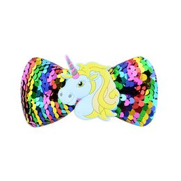 Unicorn 9.5cm Baby Unicorn Sequins Hair Clips Hairpins Pinwheel Hair Accessories Bow with Clips 6 Colours Party Cosplay Barrettes