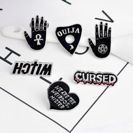 Dark witch cursed enamel pin Punk Resurrection Hand black heart pins and brooches Shirt bag Lapel pin badges Jewellery gift custom