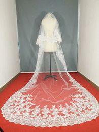 3M Long Wedding Veils Cathedral 2T Bridal Veil Accessories Lace Applique Sequins Bride Veil With Free Comb