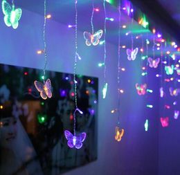 New 12M Droop 0.65m 360LED butterfly Curtain Light Icicle String Light Christmas Wedding Decoration Tail Plug Waterproof AC.110v-220V