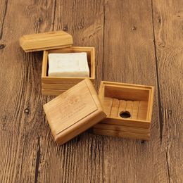 Natural Bamboo Soap Dish Box Bamboo Soap Tray Holder Storage Soap Rack Plate Box Container for Bath Shower Bathroom DA165