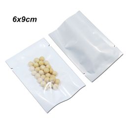 6x9cm 300pcs Retail Clear / White Open Top Heat Sealable Poly Plastic Packaging Bags Small Vacuum Pouch for Small Toy Sample Tear Notches