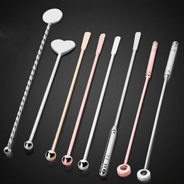 Martini Cocktail Stirring Rod 8 Designs Stainless Steel Picks Bar Bartender Cocktail Stirrers Decoration Milk Coffee Stirrers TQQ BH2481