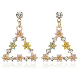 Fashion-heart diamonds dangle earrings round Triangle Garland chandelier ear drops women girl colorful fashionable ear jewelry free shipping