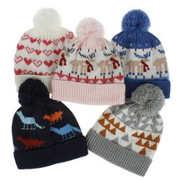 Xmas Kids Winter Hat Baby Pompom Hats Child Knitting Crochet Warm caps Children Cap boys girls Beanies M2167