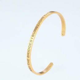 Fashion Inspirational Gifts Bracelet Stainless Steel Free Engraving Cuff Bangle charm Silver Bracelet Gift Personalised Mantra